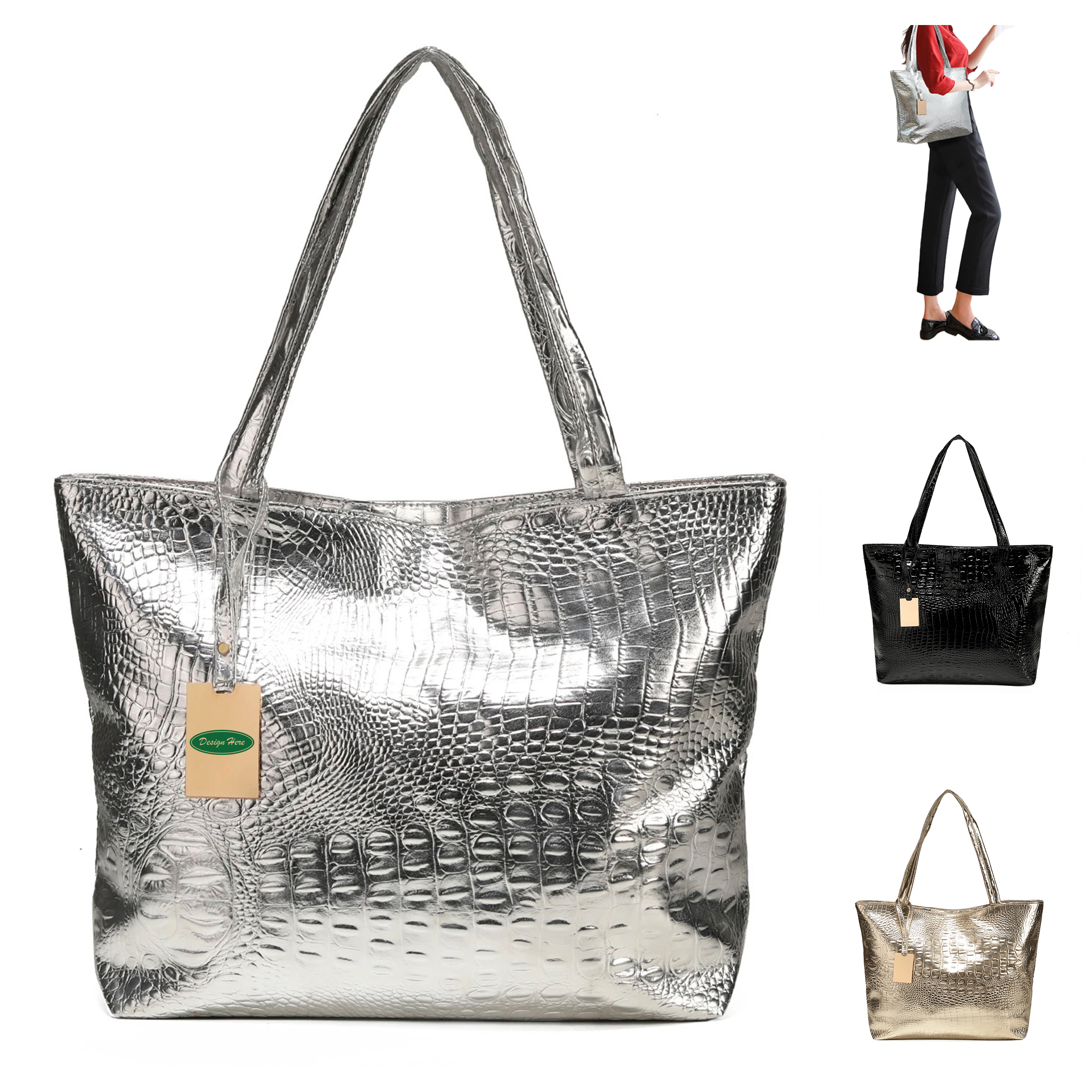 Elegant Croc-Embossed PU Handbag for Daily Use 4