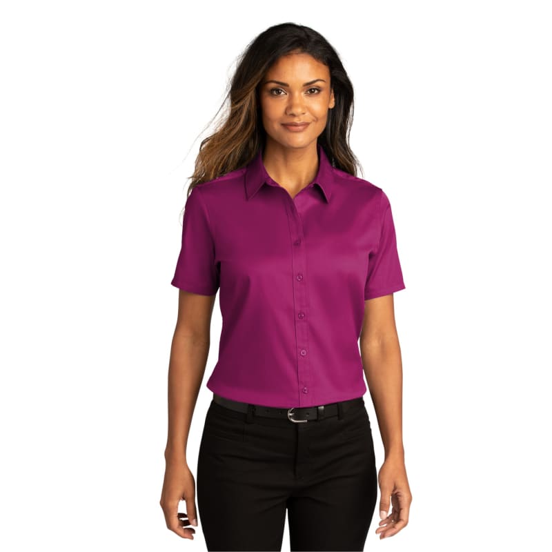 Port Authority Ladies Short Sleeve SuperPro React Twill Shirt. 68