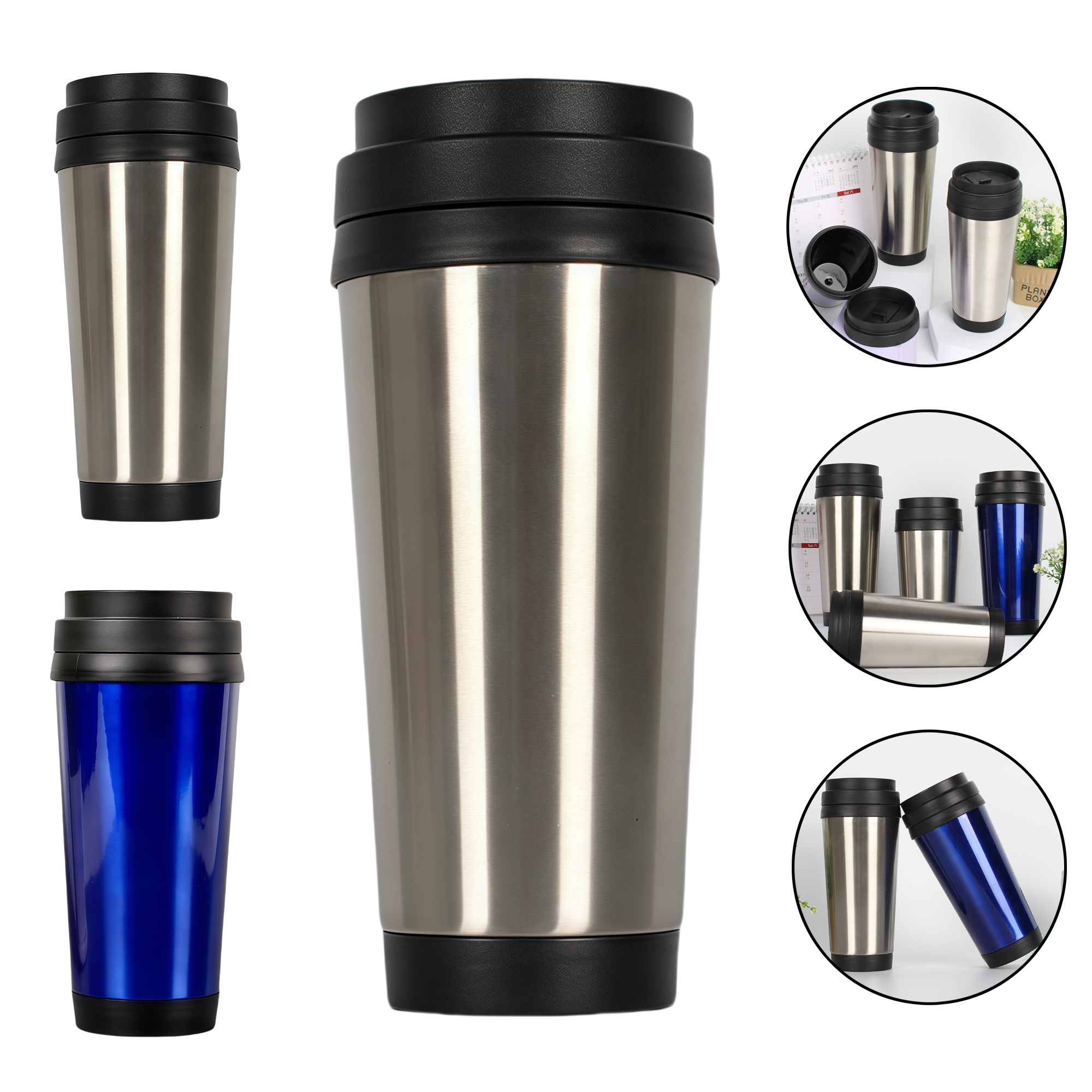 Stainless Steel Plastic Double Layer Water Cup Mug Tumbler with Leakproof Lid 4
