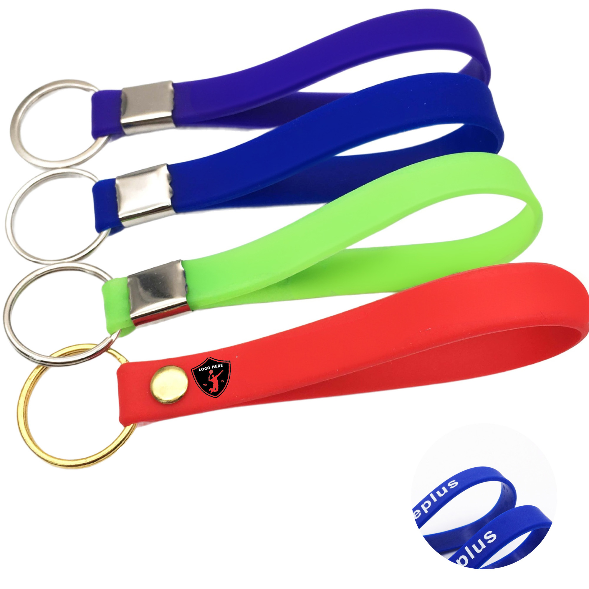 MOQ 50 Personalized Silicone Wristband Keychain with Custom Design 3