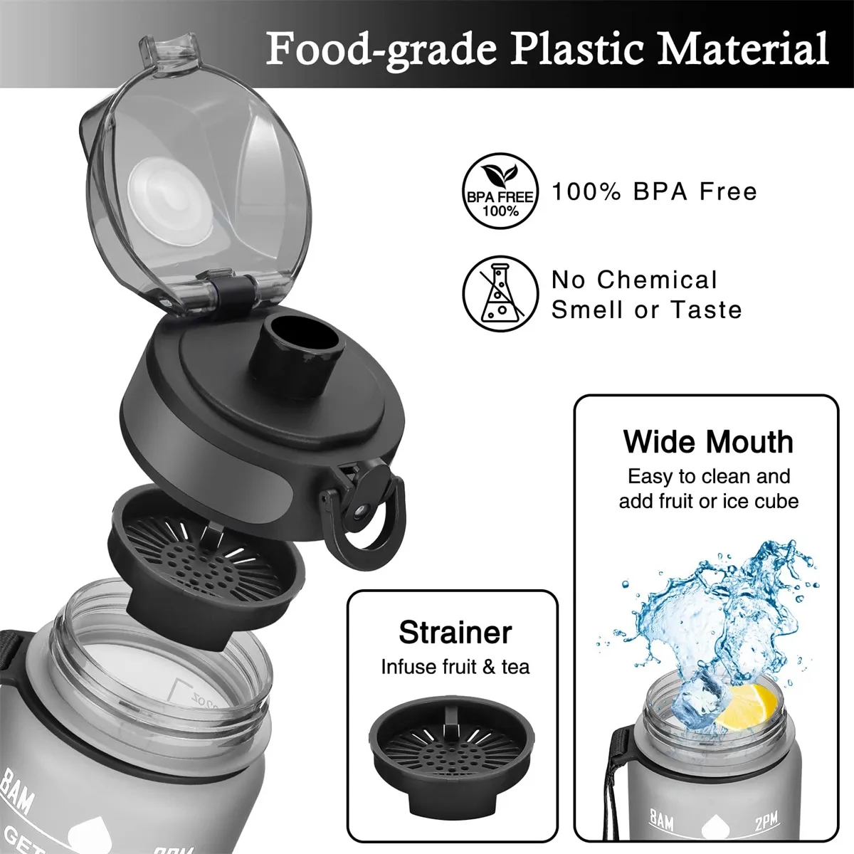 32 oz Motivational Water Bottles With Time Maker 8
