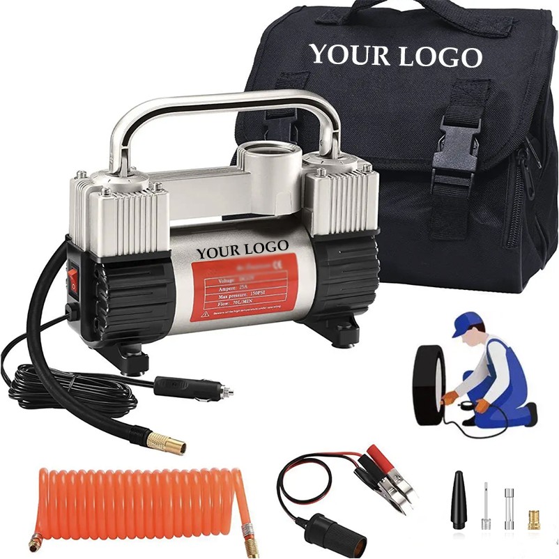 Silver Dual Cylinder 12V Air Compressor Pump for Car 2