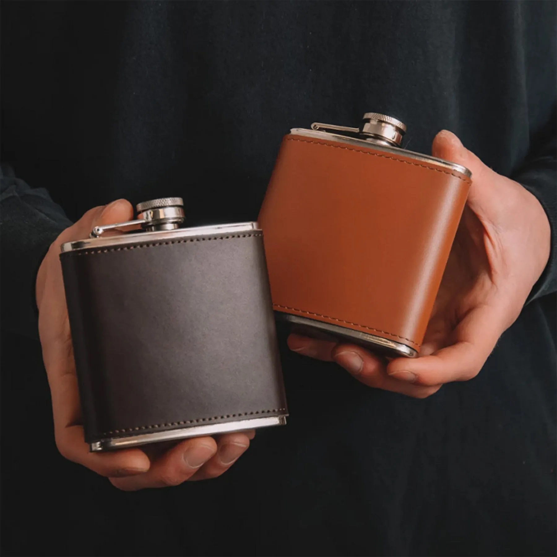 Leather Flask, custom water bottle with logo imprint 5