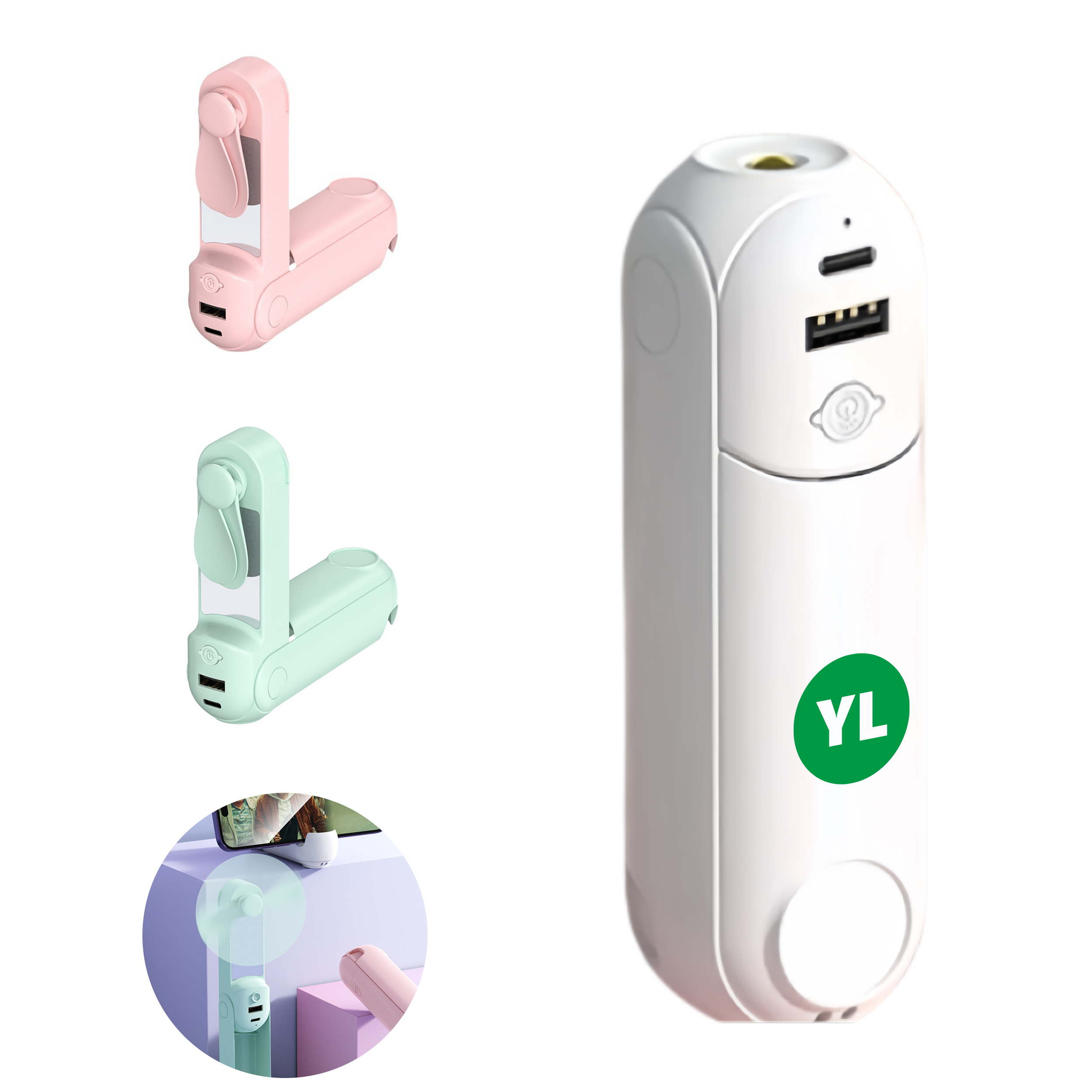 Portable Mini Fan with Night Light & Charger 5