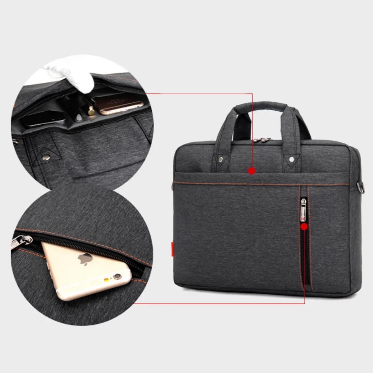 16'' Business Laptop Bag with Shoulder-Strap Trolley Strap 4