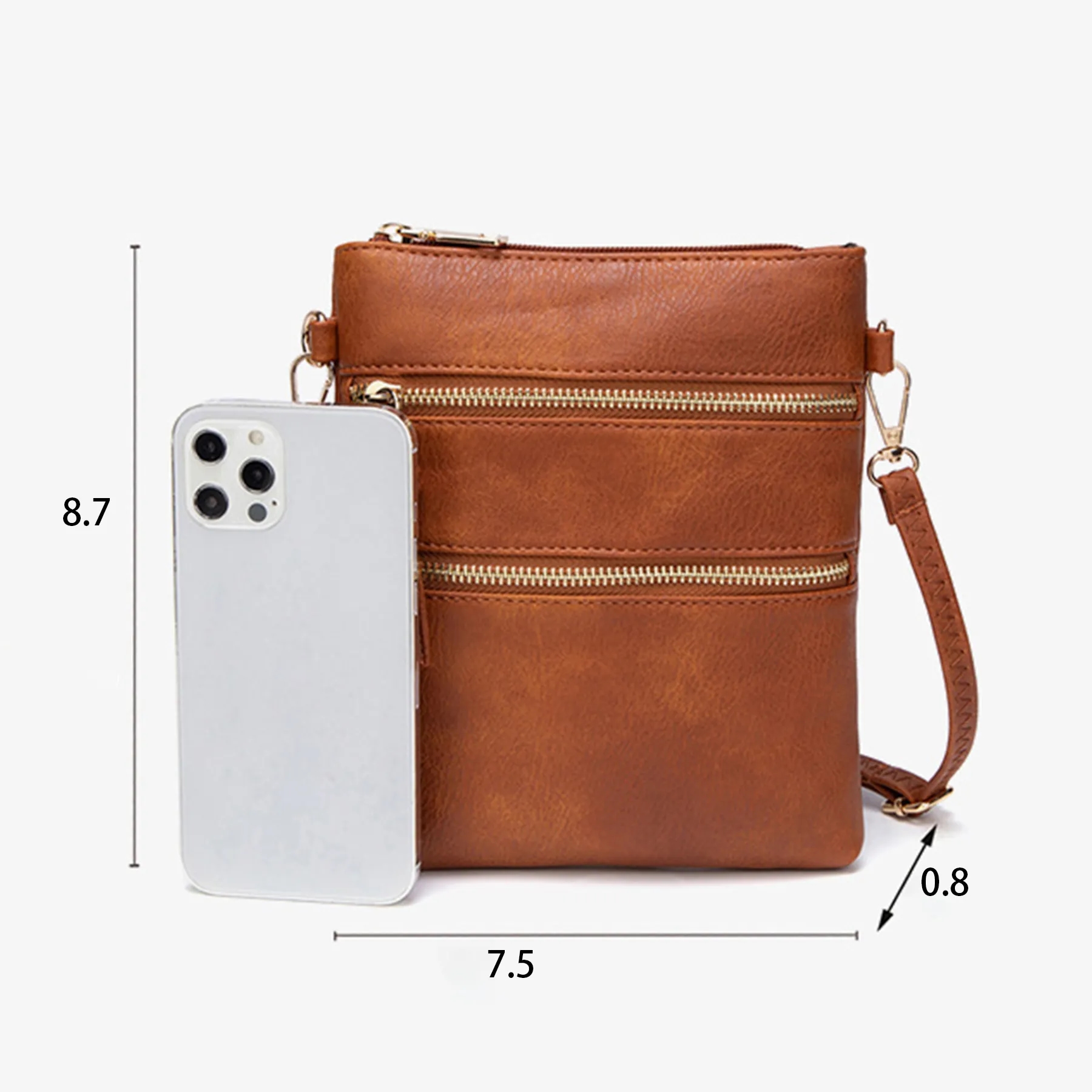 Leathe Smal Multi Pocket Crossbody Bags 4