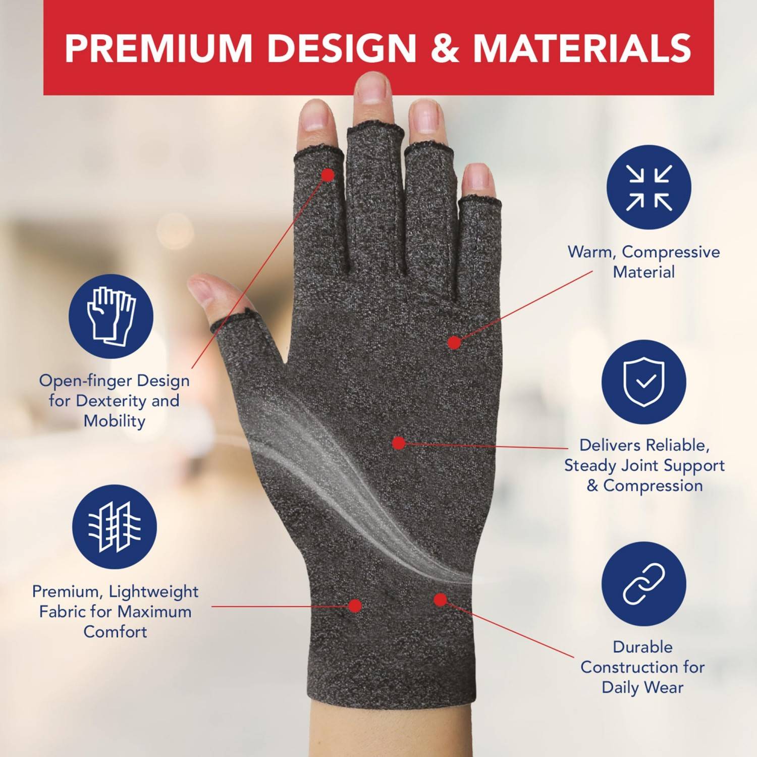 Breathable Cotton Compression Half Finger Gloves 5