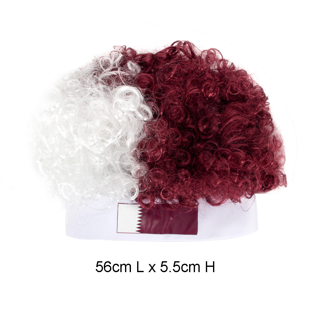 Qatar World Cup National Flag Football Fans Customized Headband Wig 2