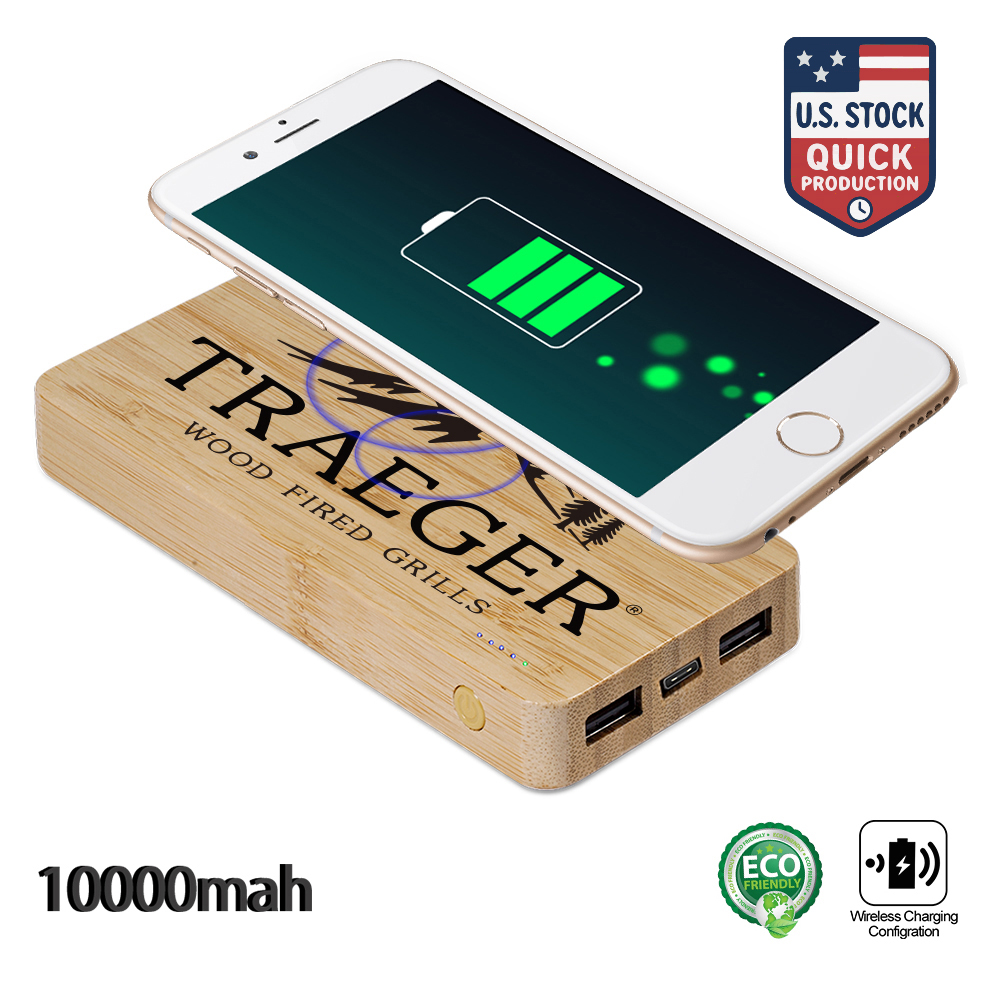 Eco-Friendly Bamboo 10W Fast Wireless Charger And 10000mAh Power Bank 3