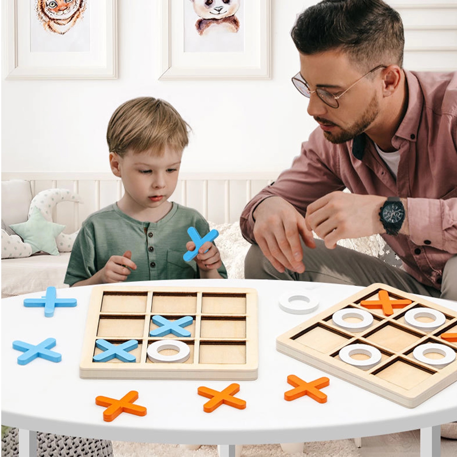 Wooden Tic Tac Toe Game Table Toy 2