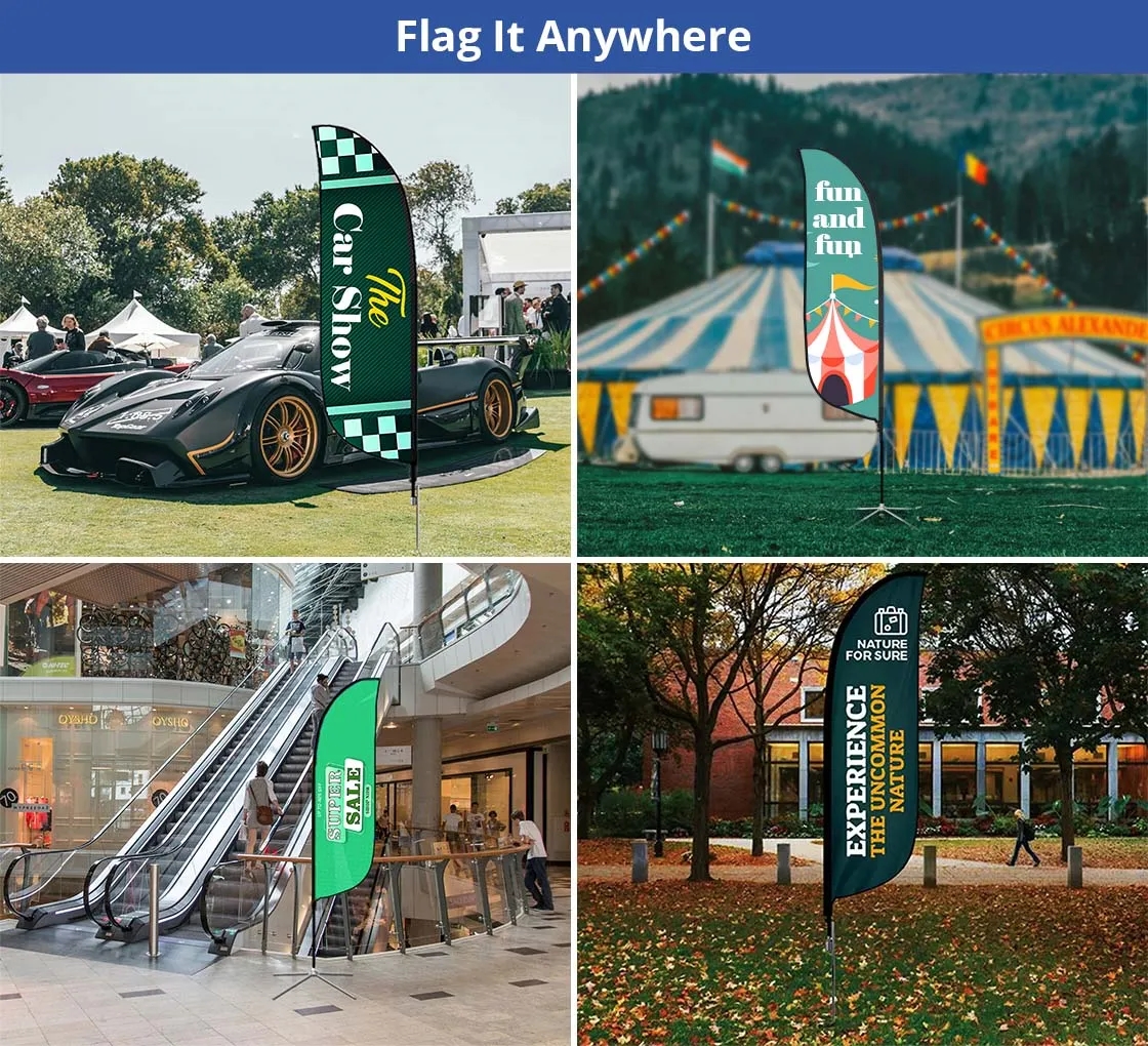 2.25'x11.5' Feather Flag Double Sided Package w/Spike Base 5