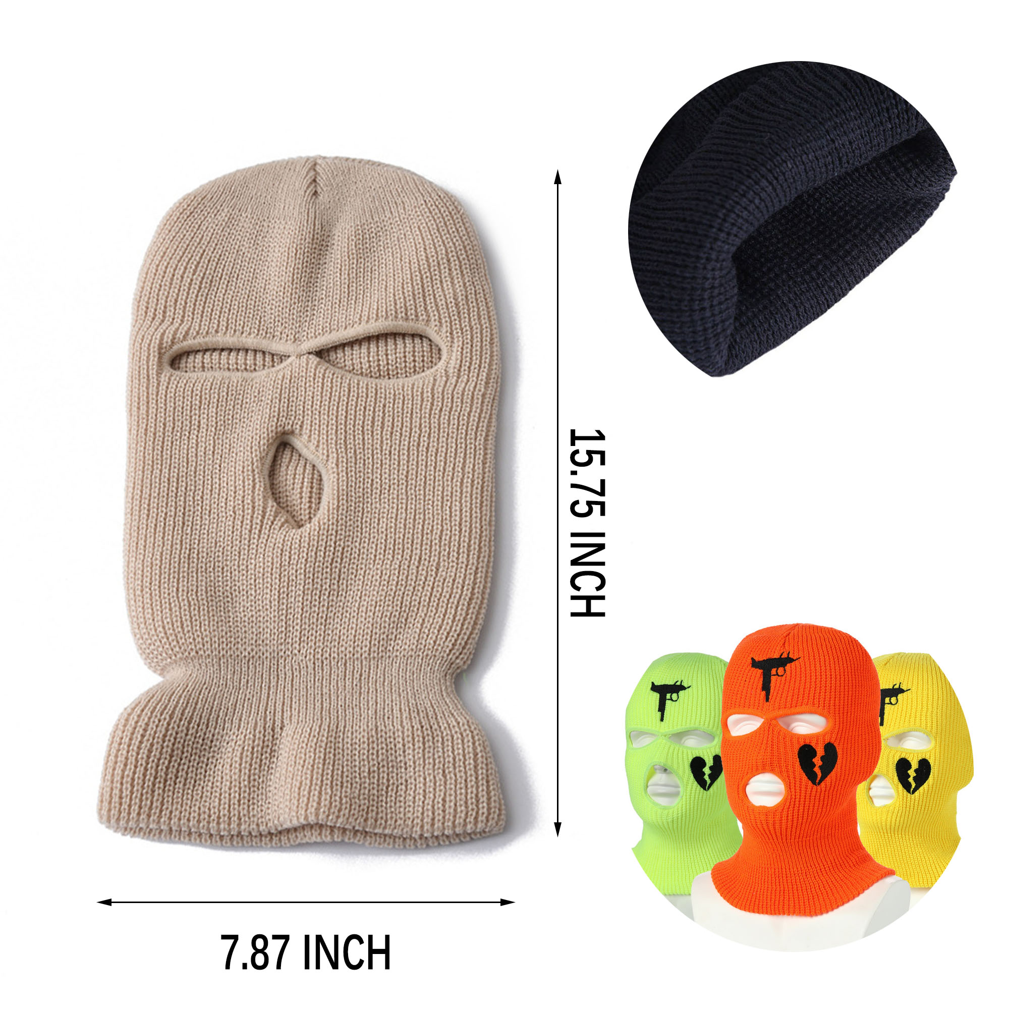 Warm Knitted Ski Mask Full Face Neck Cover Outdoor Hat 2