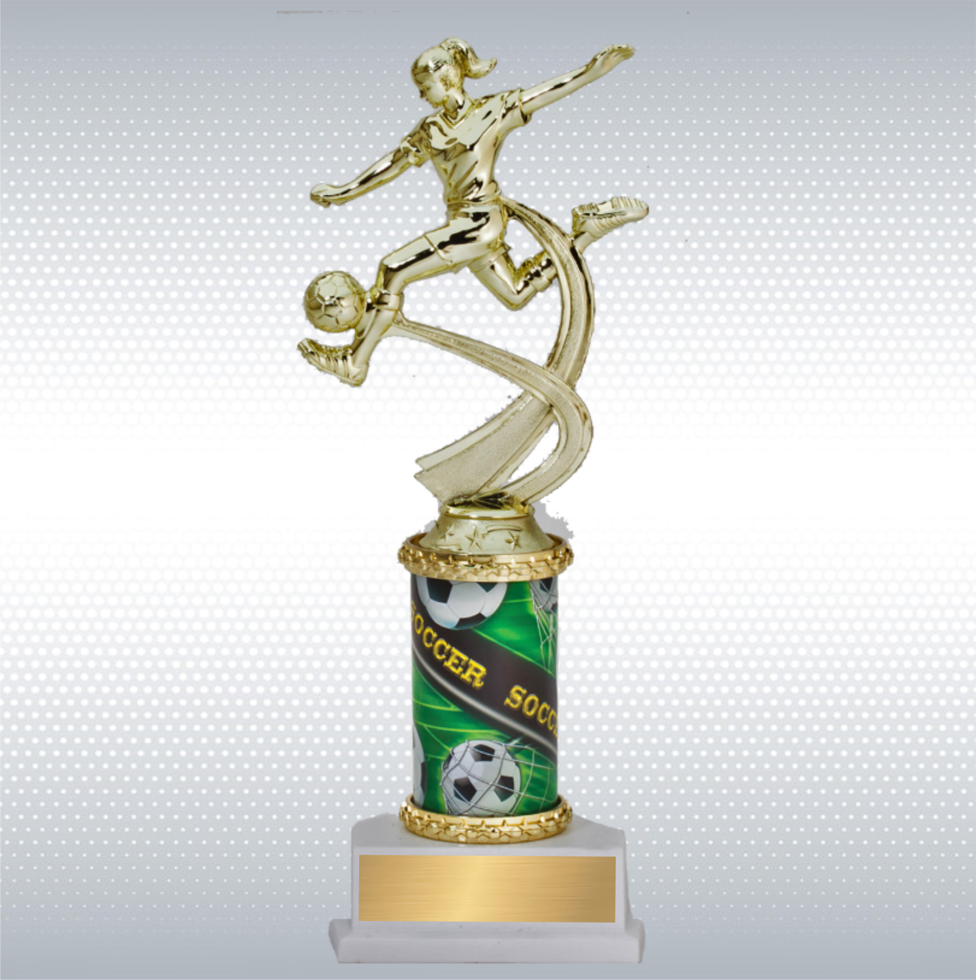 Assembled Soccer Female Trophy w/ White Base 6