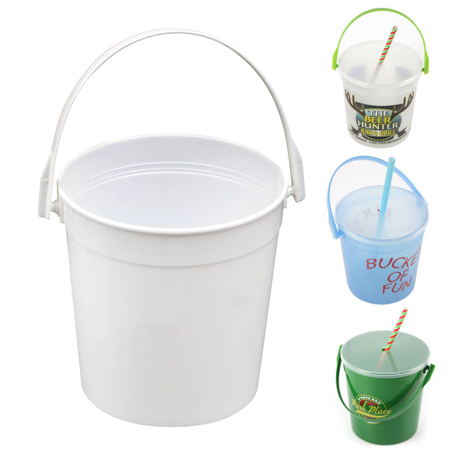 32 Oz Full Color Plastic Punch Pail Drink Bucket 10