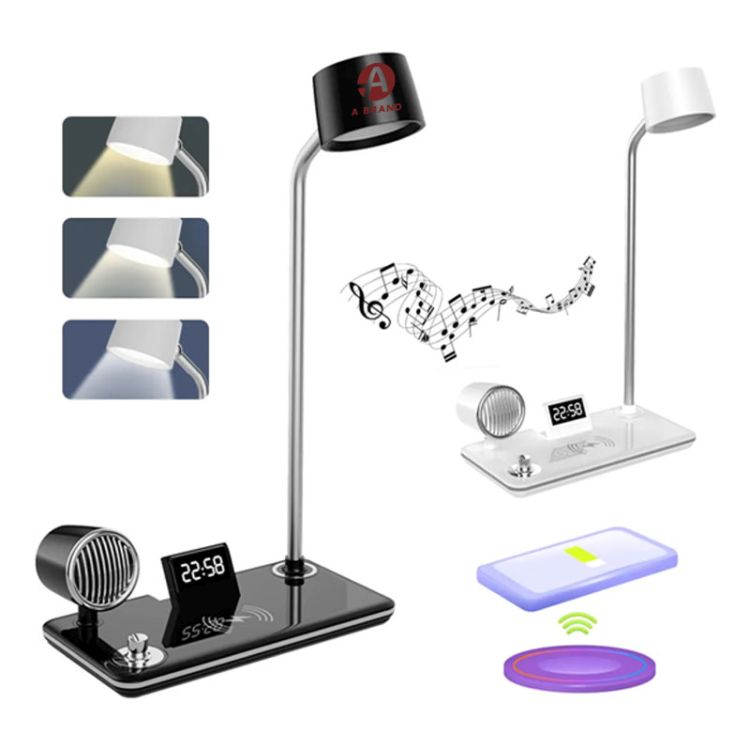 Smart Wireless Charging Desk Lamp with Bluetooth Speaker & Clock 2
