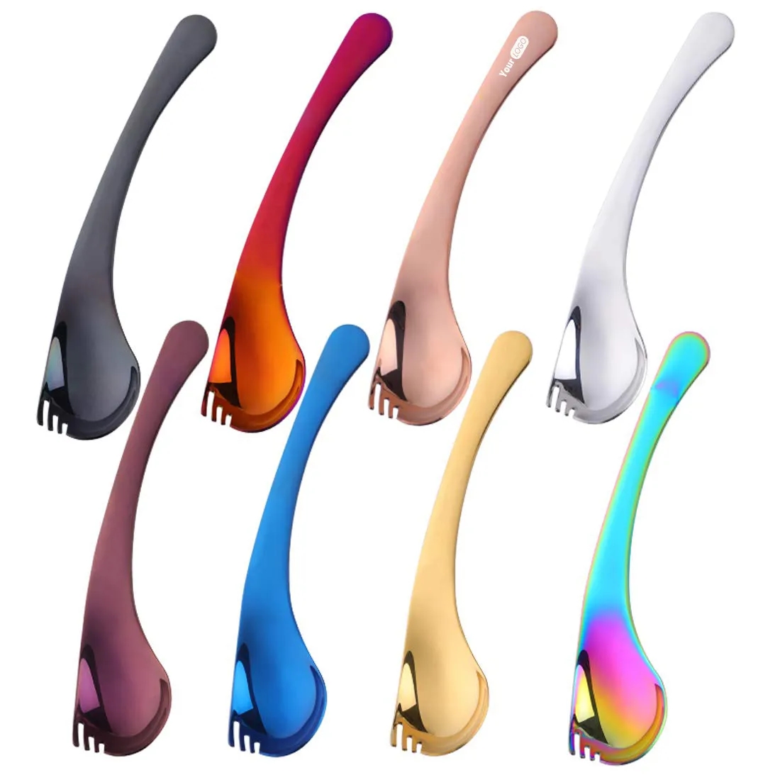 2 In 1 Bend Handle Spork Soup Tableware 9