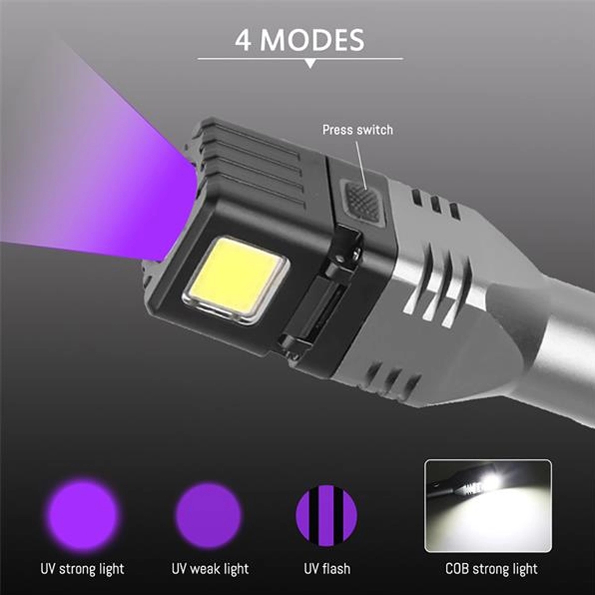 LED Tactical Car Charging Flashlight Torch With Safety Ham 8