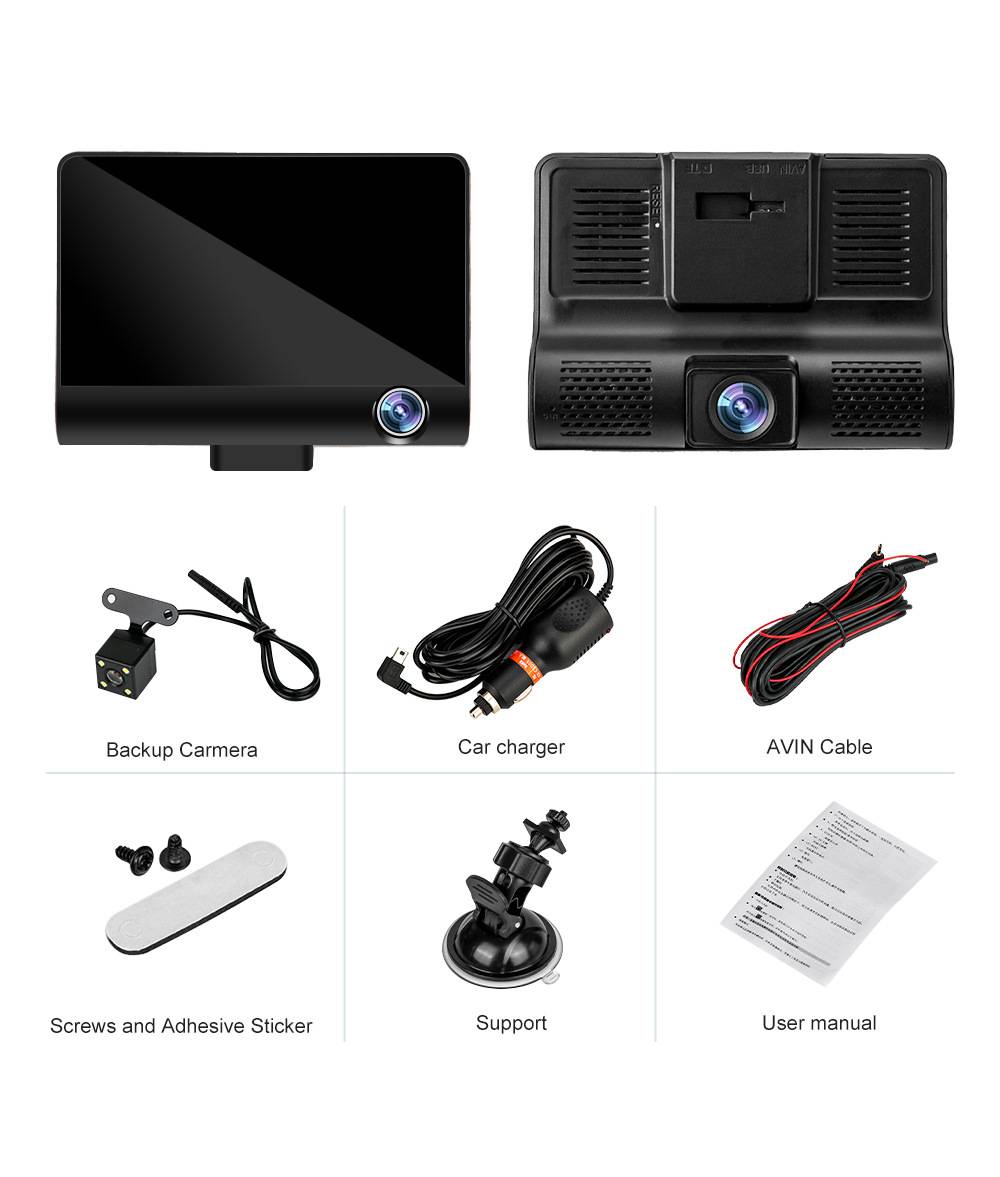 4-Inch 3 Lens 1080p HD Dash Cam Recorder 8