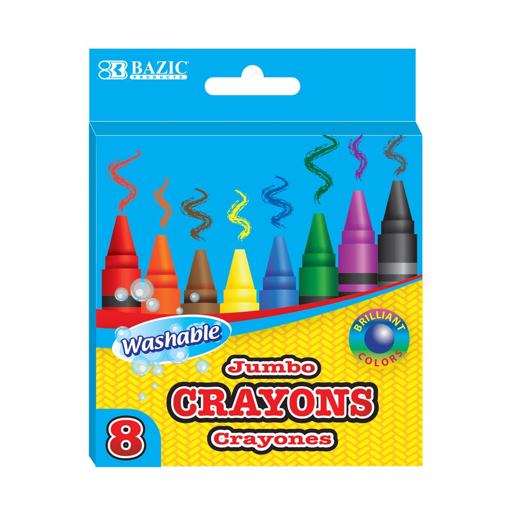 Jumbo Washable Crayons - 8 Count Assorted Colors 2