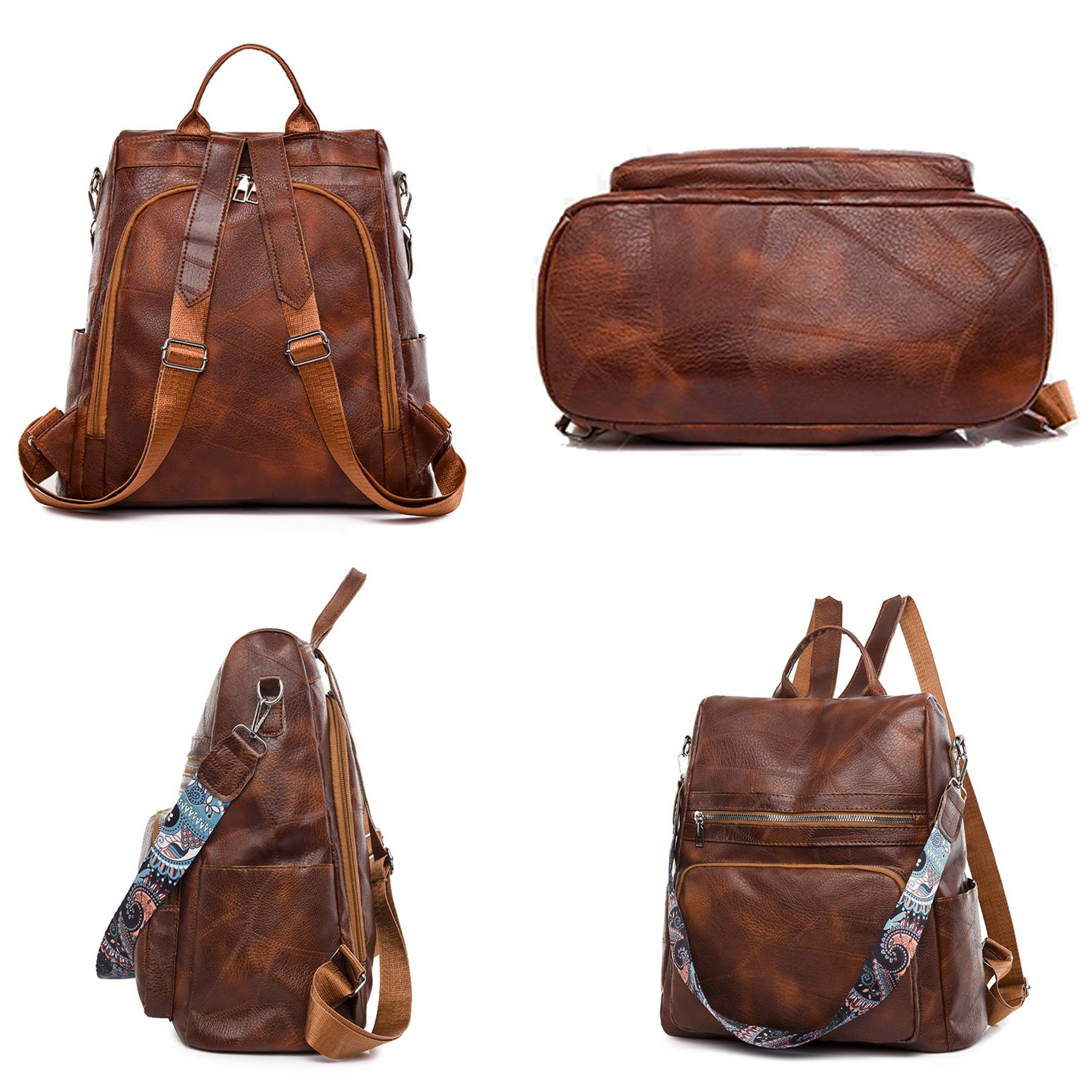 Polyurethane Women Waterproof Purse Travel Backpack 7