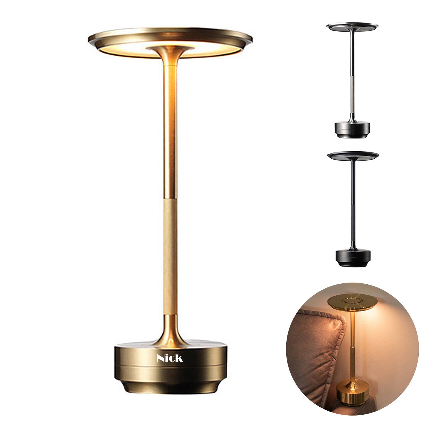 Metal Night Light Vintage Rechargeable
