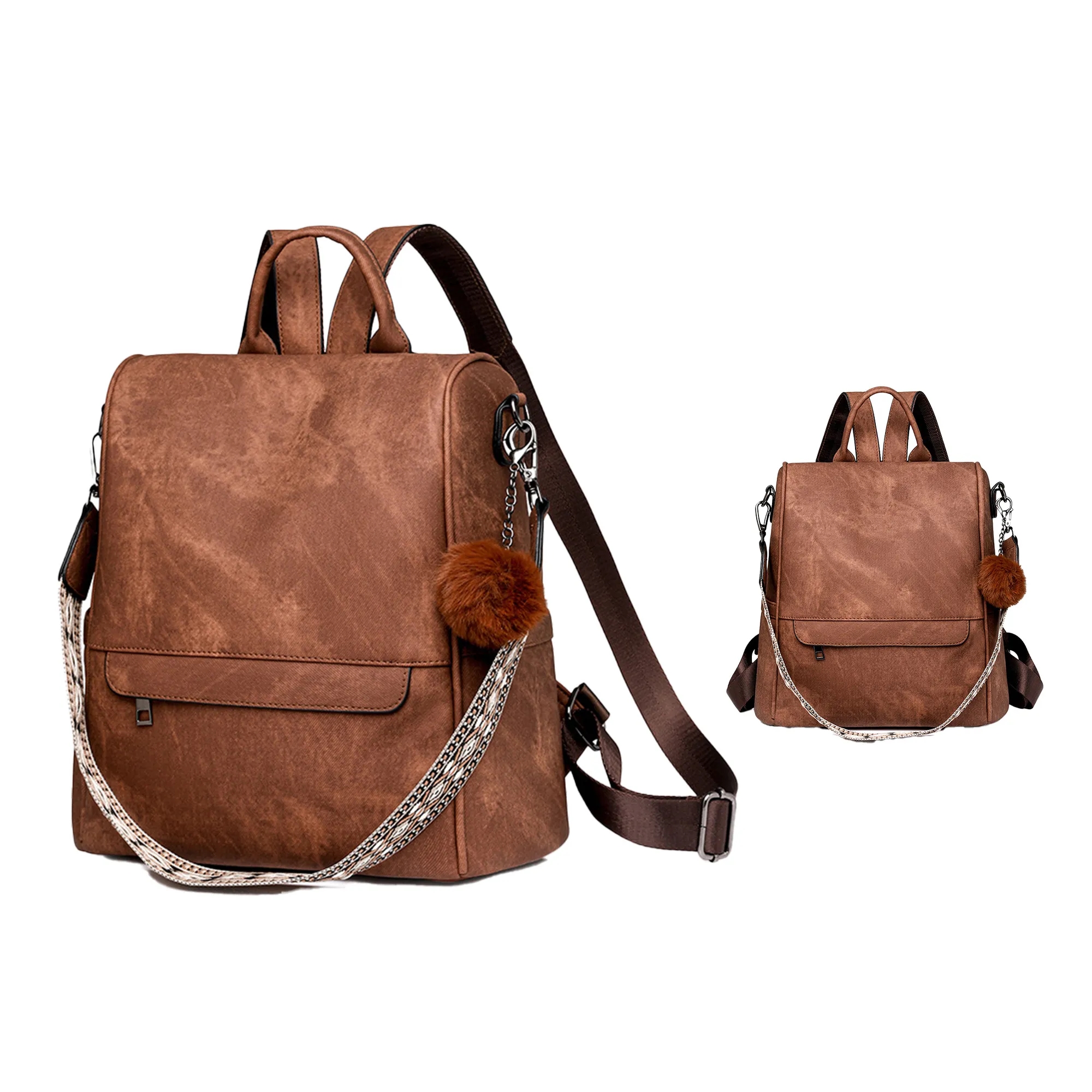 PU Leather Convertible Backpack 5