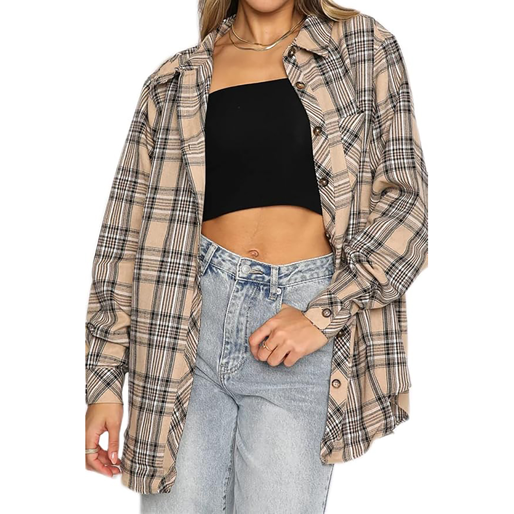 Women's Long Sleeved Plaid Shirt 6