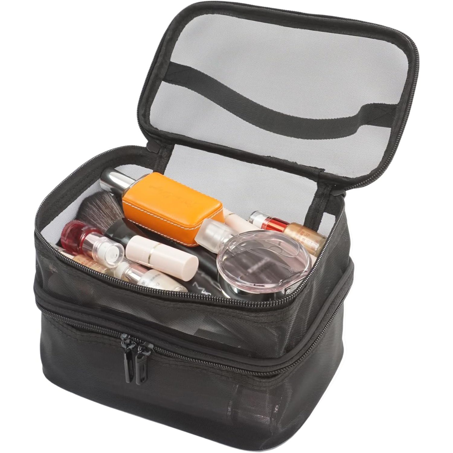 Large Capacity Portable Double Layer Mesh Cosmetics Bag 2