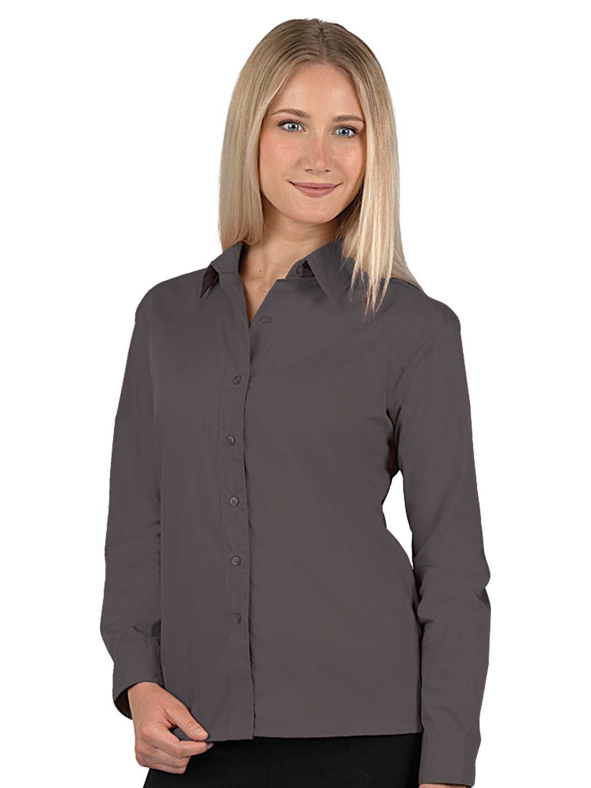 Blue Generation - Women's Pocketless Long Sleeve Poplin Shirt 3