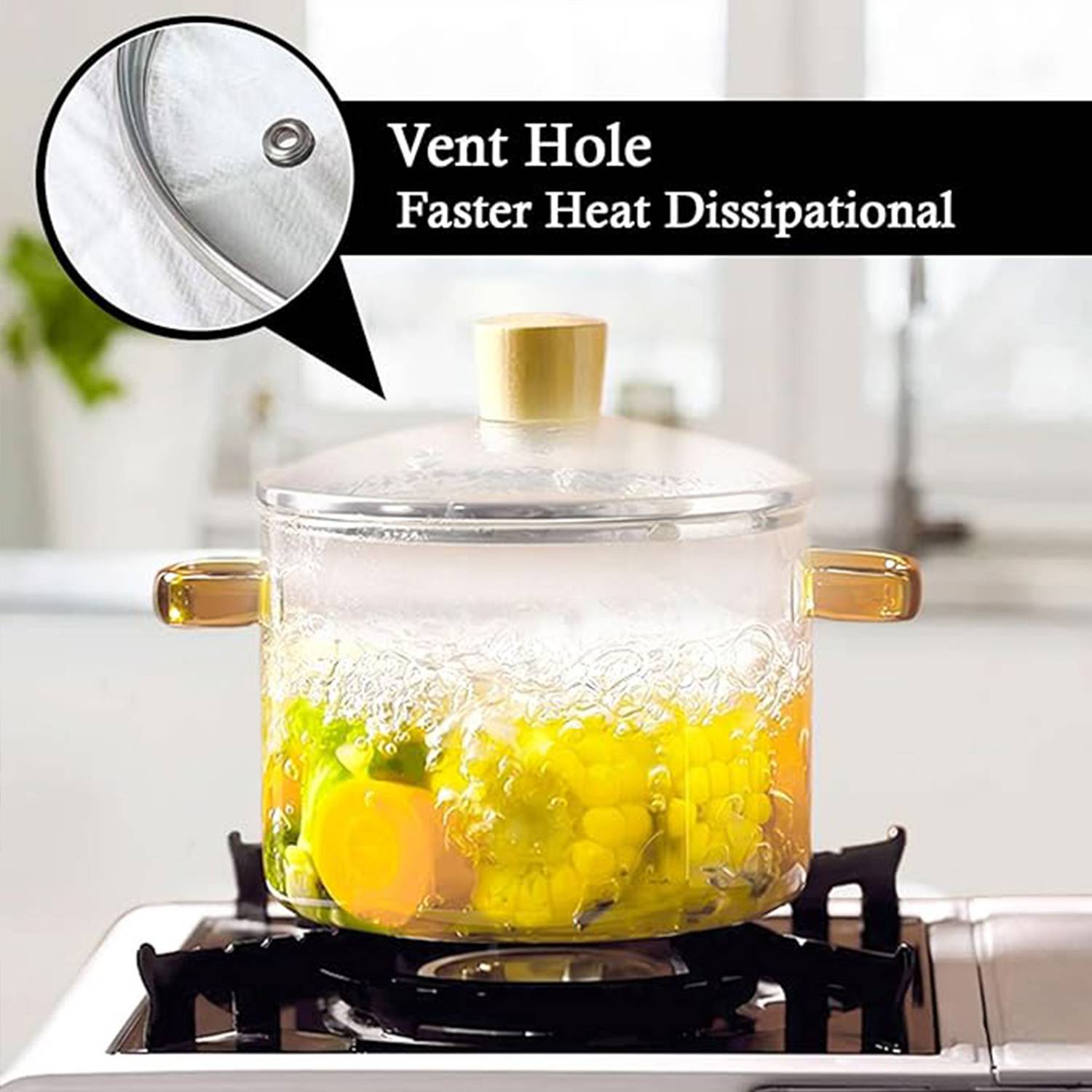 54/78 OZ Clear Glass Simmer Pot w/ Lid 3