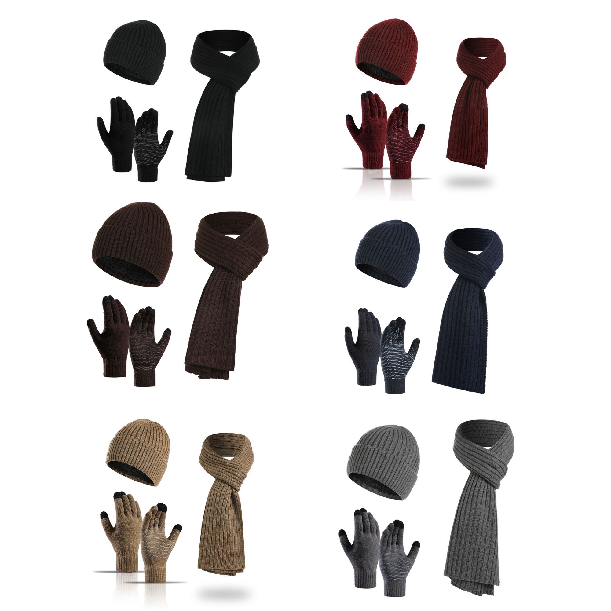 Warm Knit Themal Gloves Long Scarf Set 6