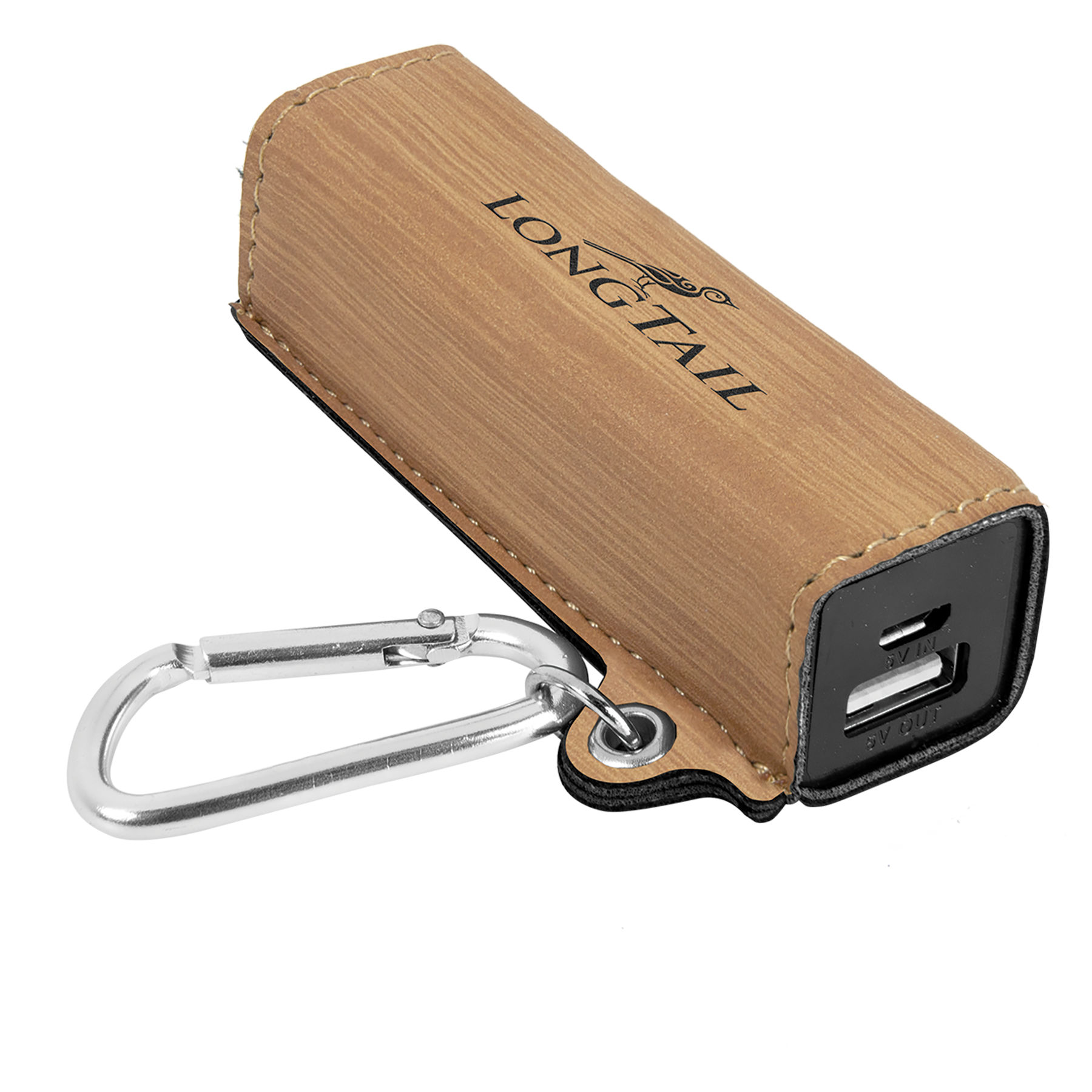 Bamboo Leatherette 2200 mAh Power Bank with USB Cord 2