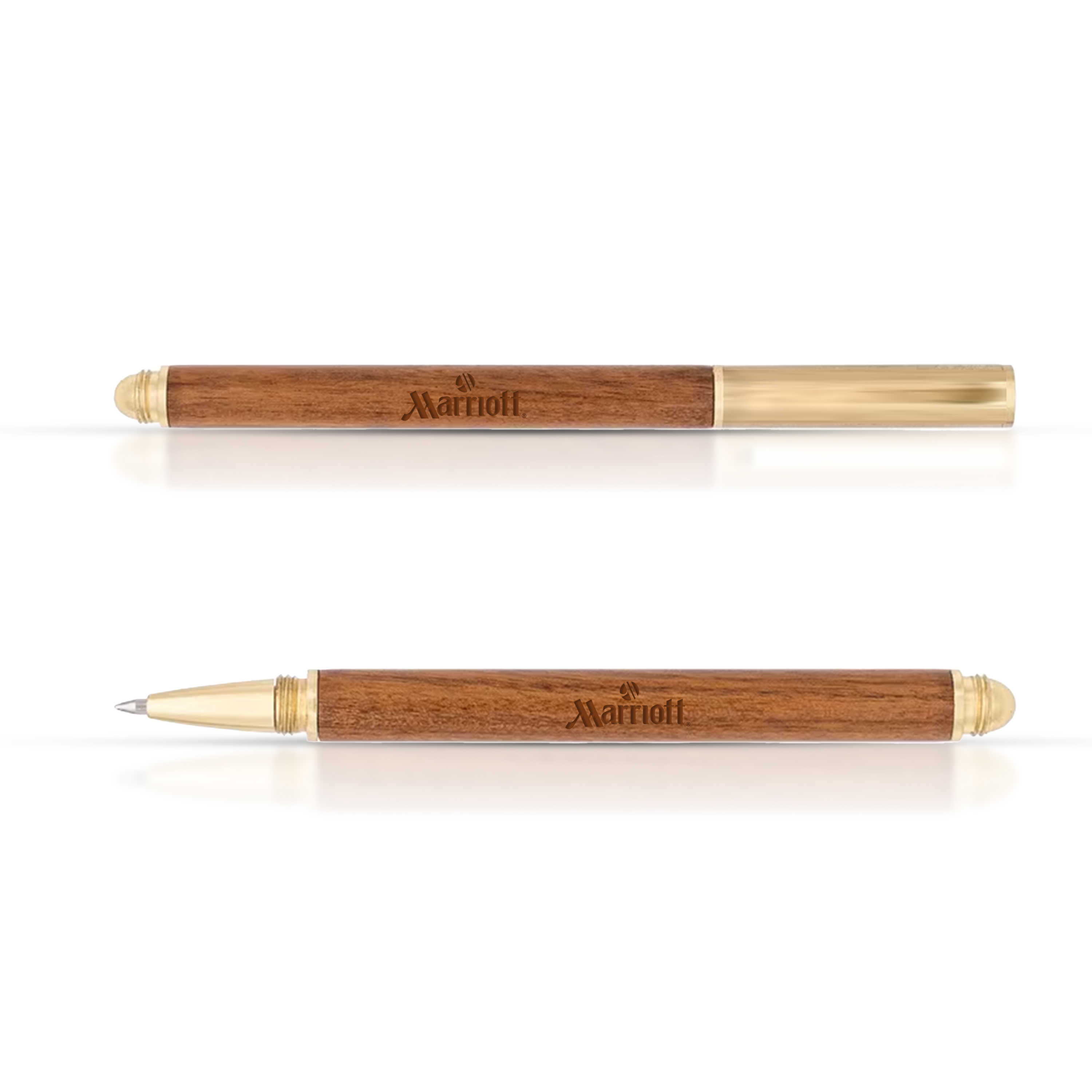 Engraved Wooden & Brass Ballpoint Pen 2