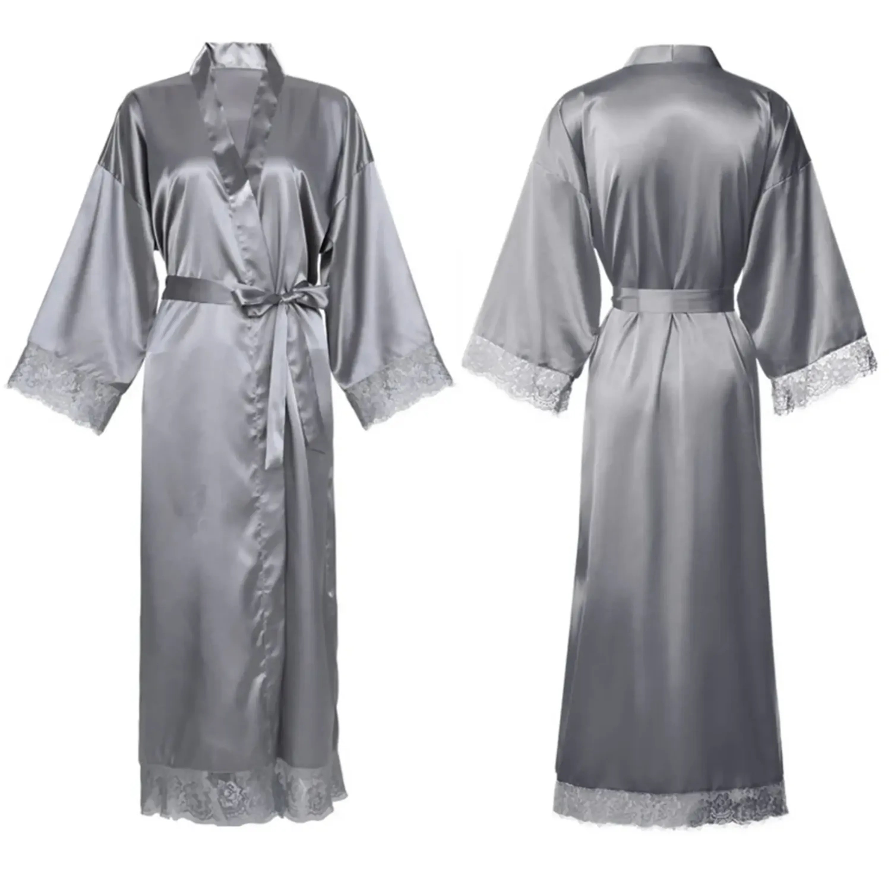 Women's Satin Robe Silk Pajamas Nightwear 7
