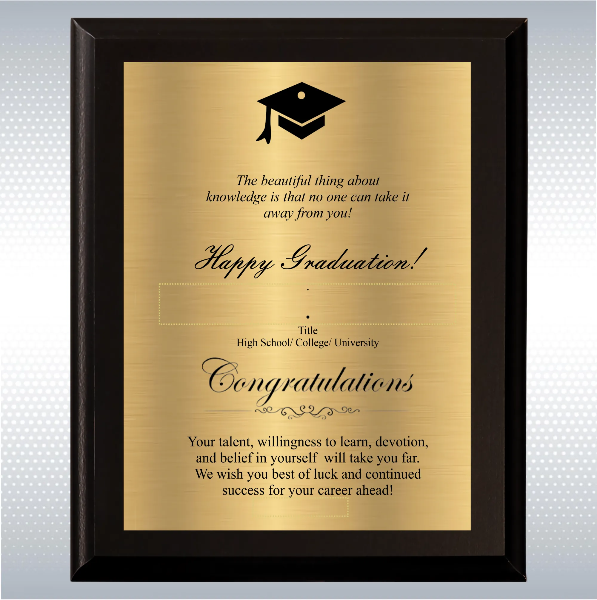 Black Matte Plaque Graduation Gift Award 6