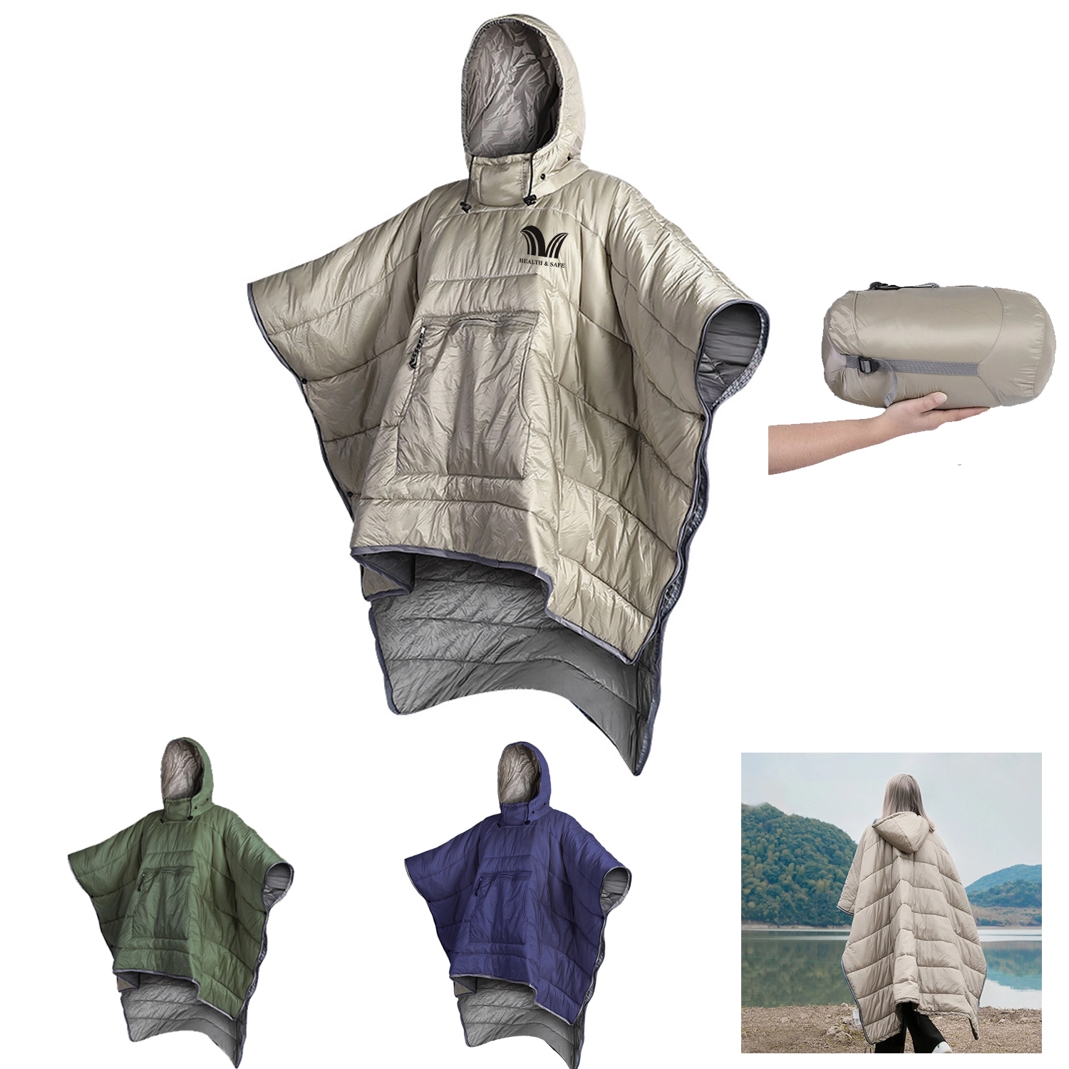 Poncho Coat Warmth Hooded Blanket Sleeping Bag 2