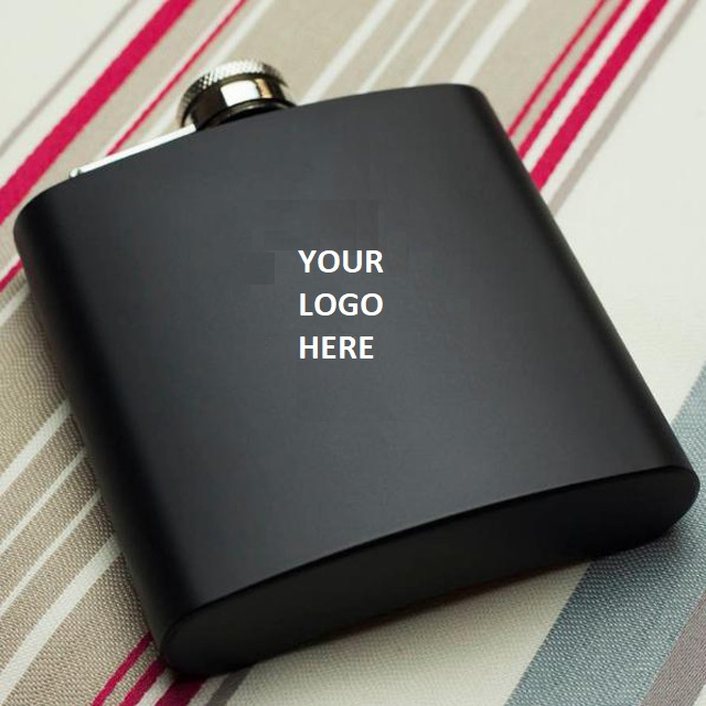 Matte Black Spray Paint SS Hip Flask 6oz 2