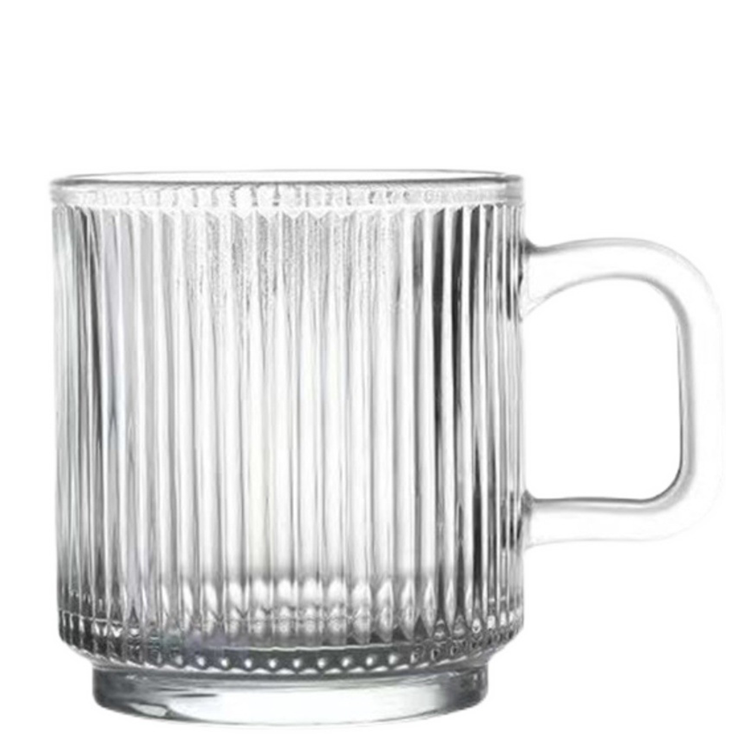 12oz Vertical Stripes Glass Mug w/Handle 6