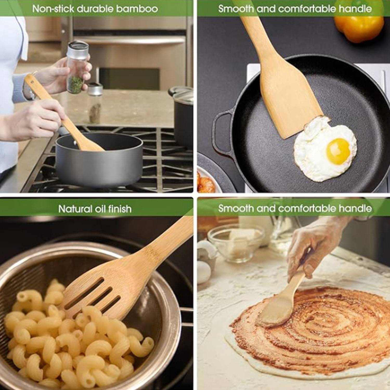 6pcs Bamboo Kitchen Utensils 2
