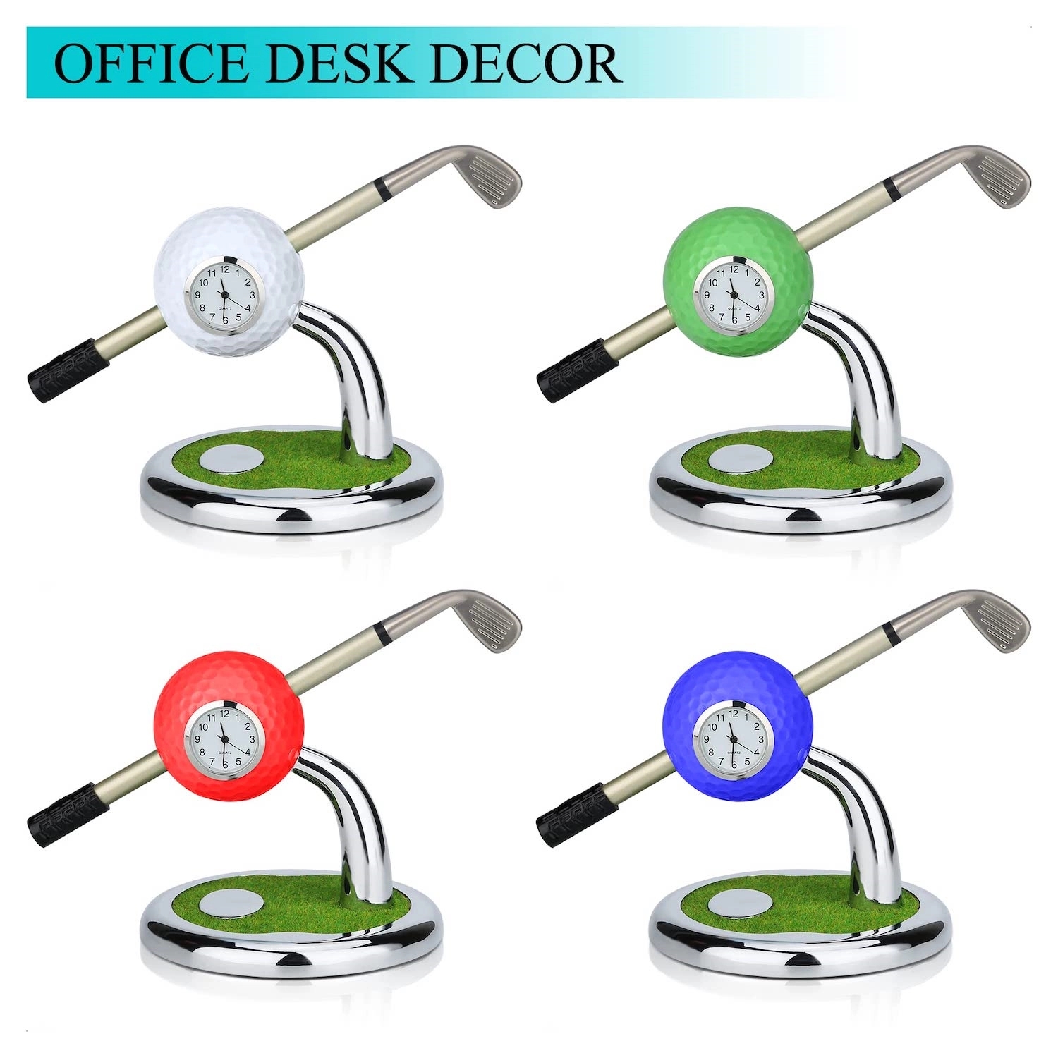 Golf Ball Pen Holder With Clock 4