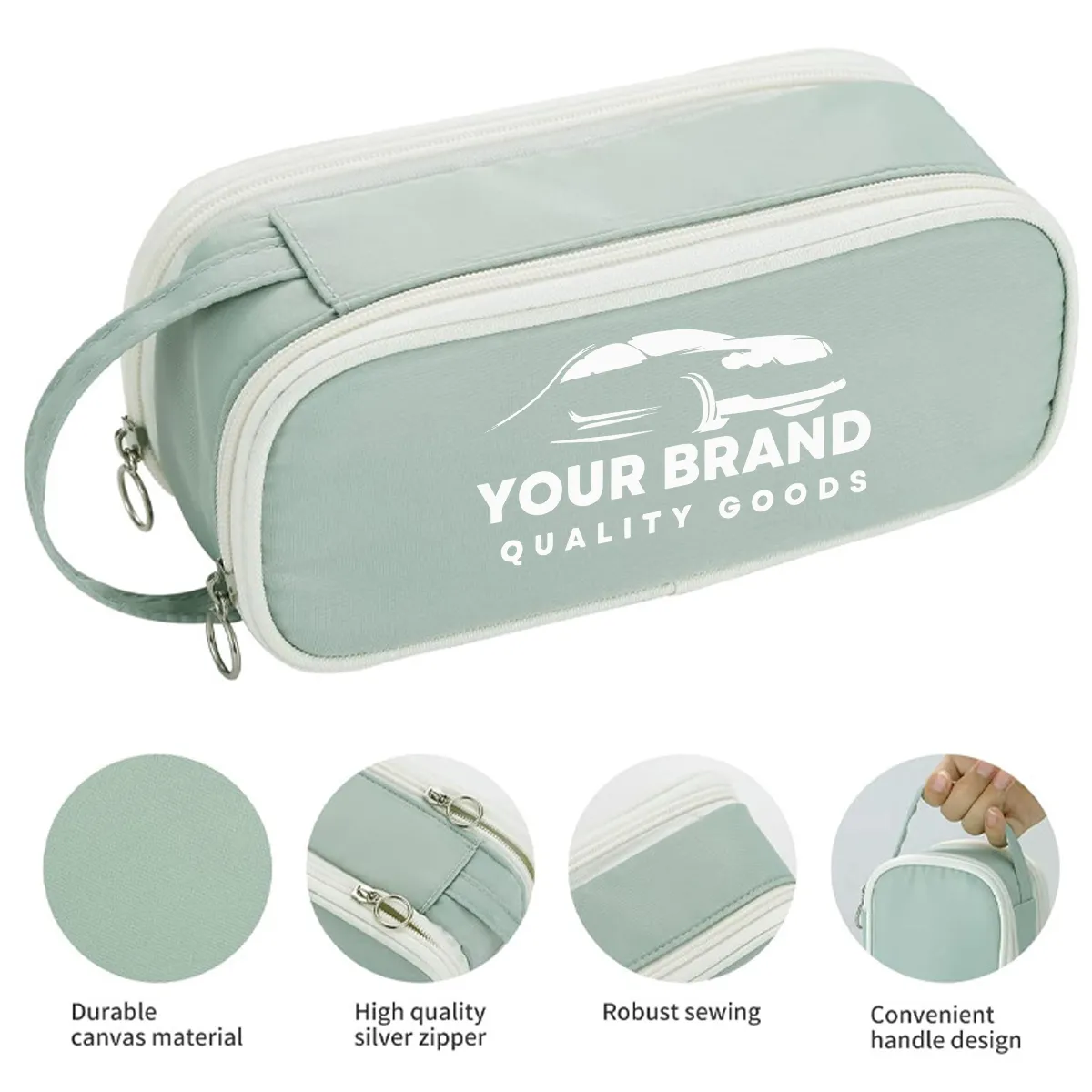Big Capacity Zipper Pencil Case Aesthetic Pen Bag Pouch 5