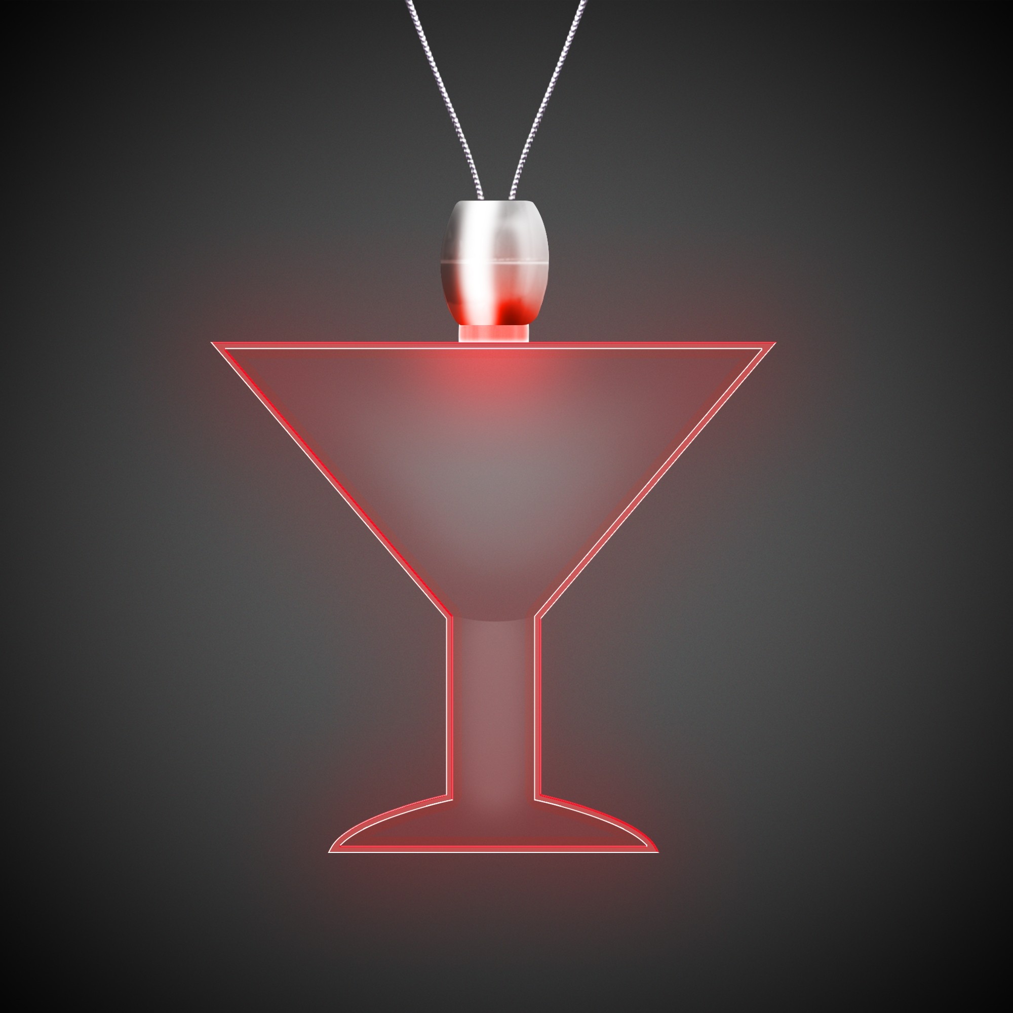 Martini Glass Red Light-Up Acrylic Pendant Necklace