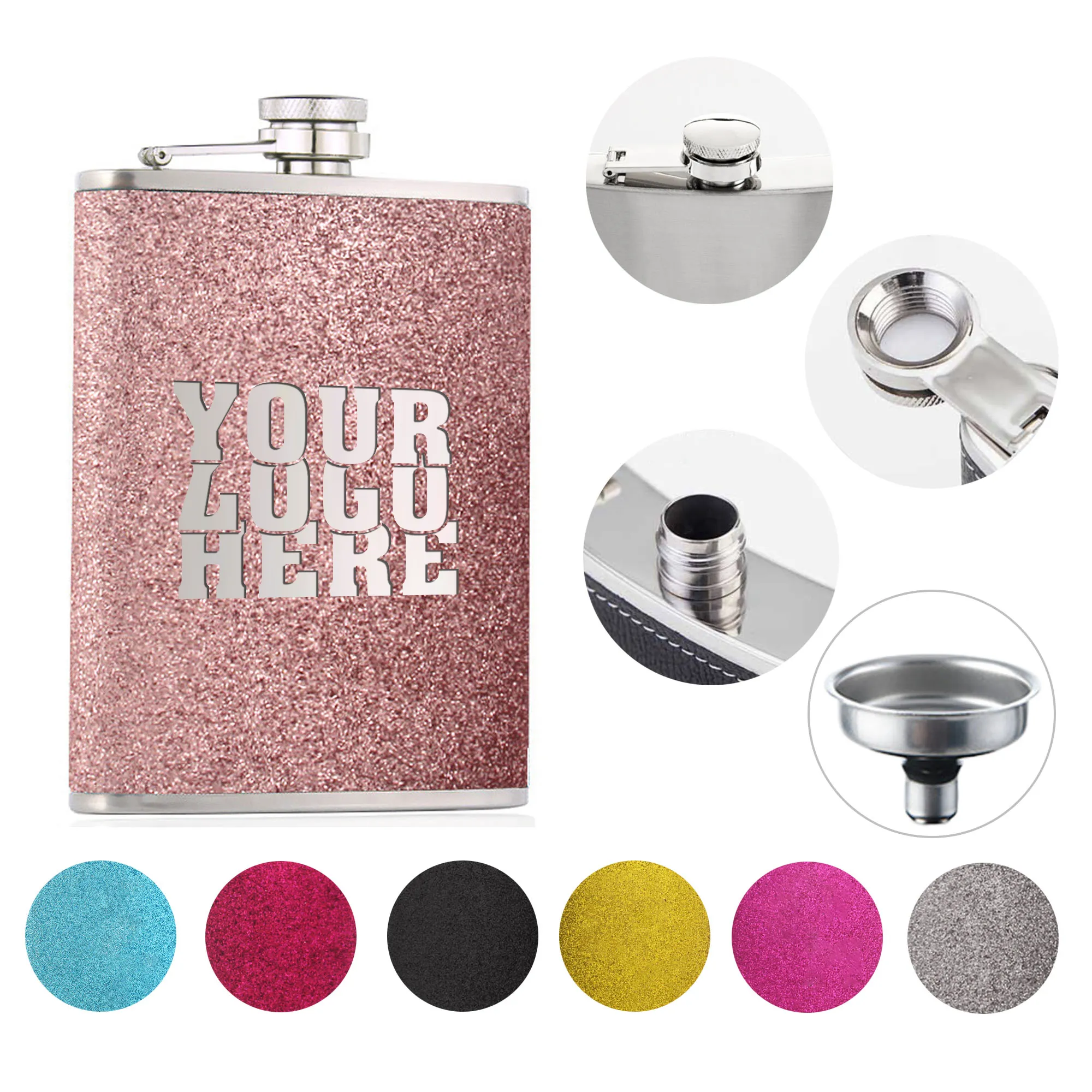 8OZ Shiny Stainless Steel Vodka Flask With Funnel