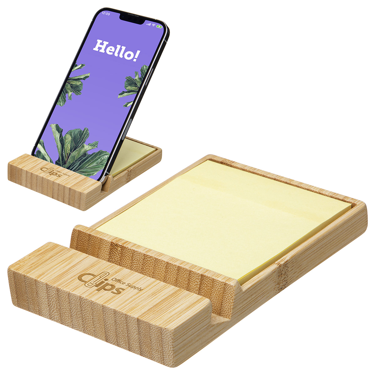 Bamboo Sticky Note Dispenser with Phone Holder 10