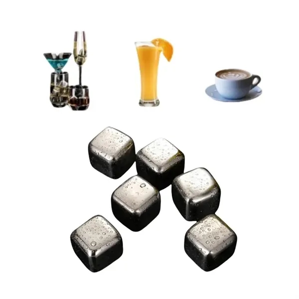 Stainless Steel Ice Cubes Set with 4pcs Reusable Cooling 6