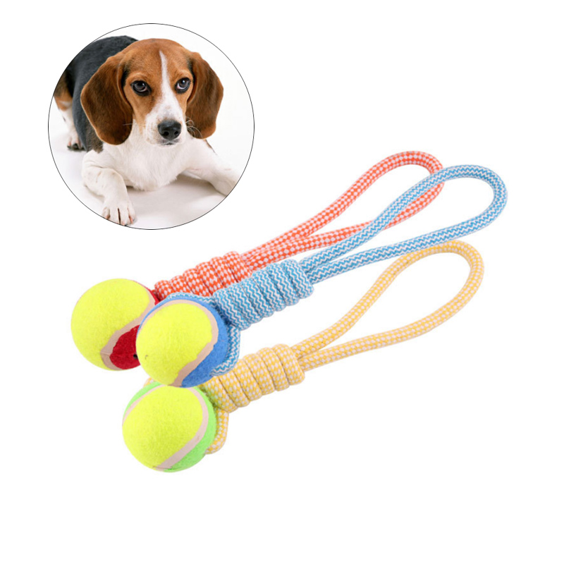 Dog Cotton Rope Tennis Ball Chewing Toy 2