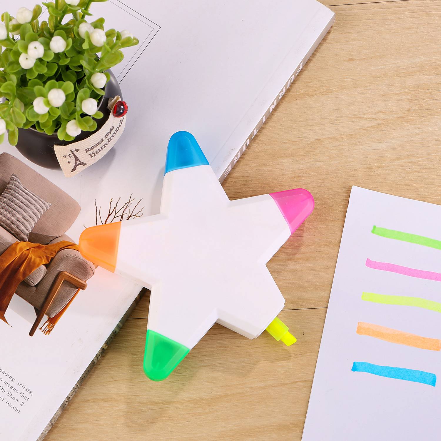 Creative Star Shape Fluorescent Highlighter Watercolor Pens 7