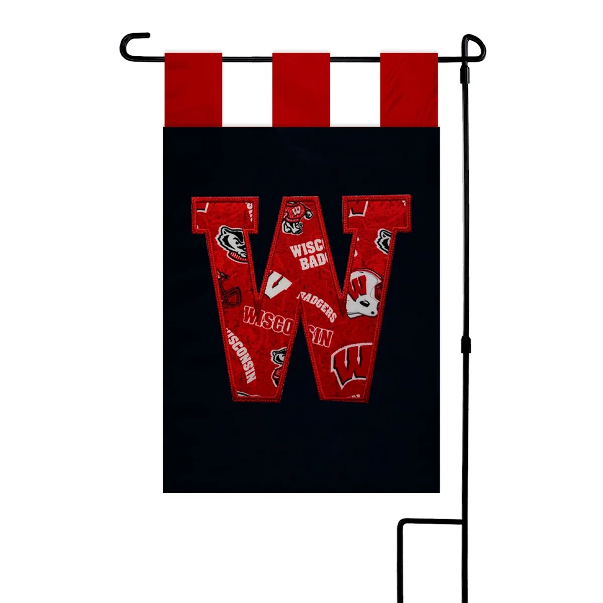 Custom Applique & Embroidered Garden Flag Silk Poly 2