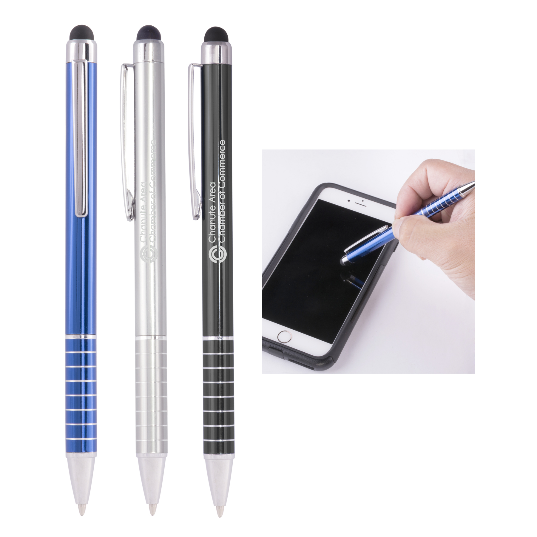 Stylus Ballpoint Pen & Stripped Grip and Shining Accents 7