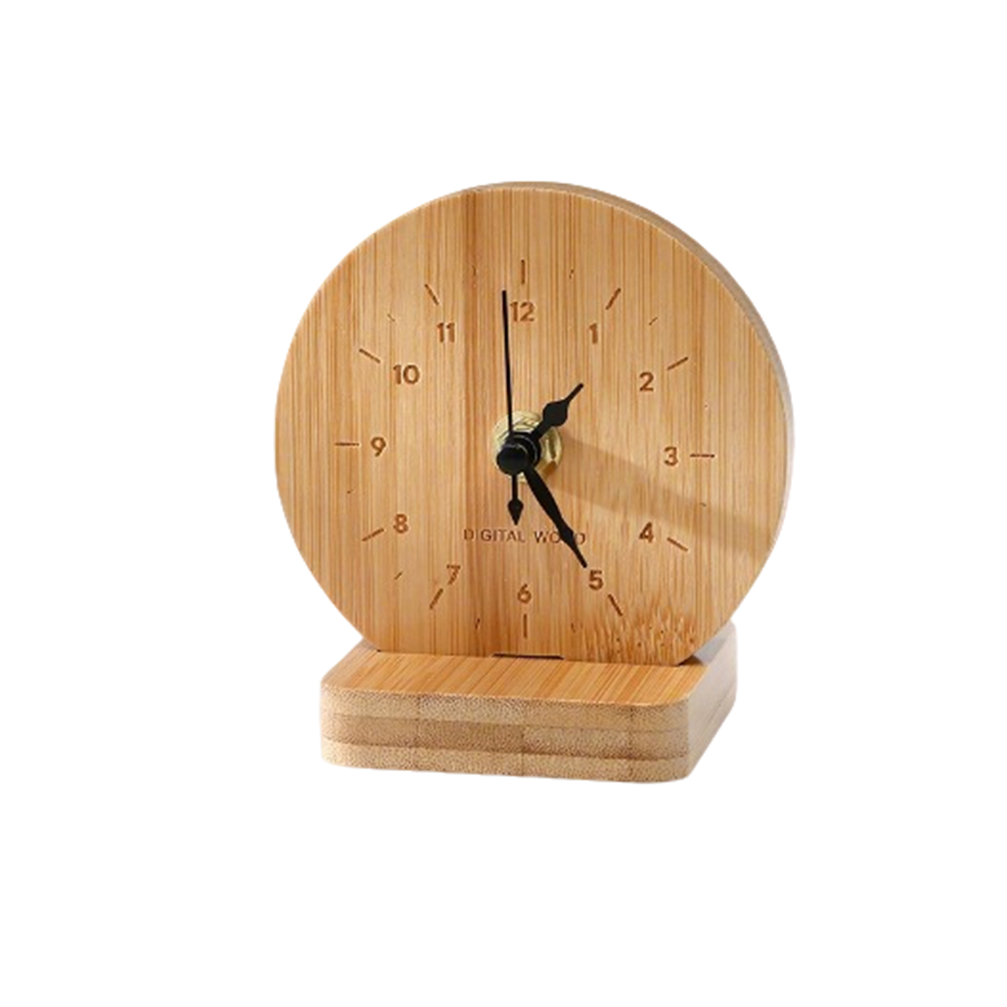 Natural Bamboo Desk Clock Minimalist Grain Face 2